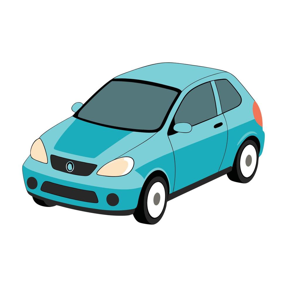 Hatchback car cyan colored illustration design vector