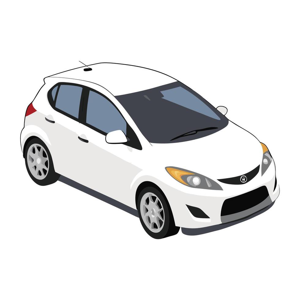 Hatchback car white colored illustration design vector