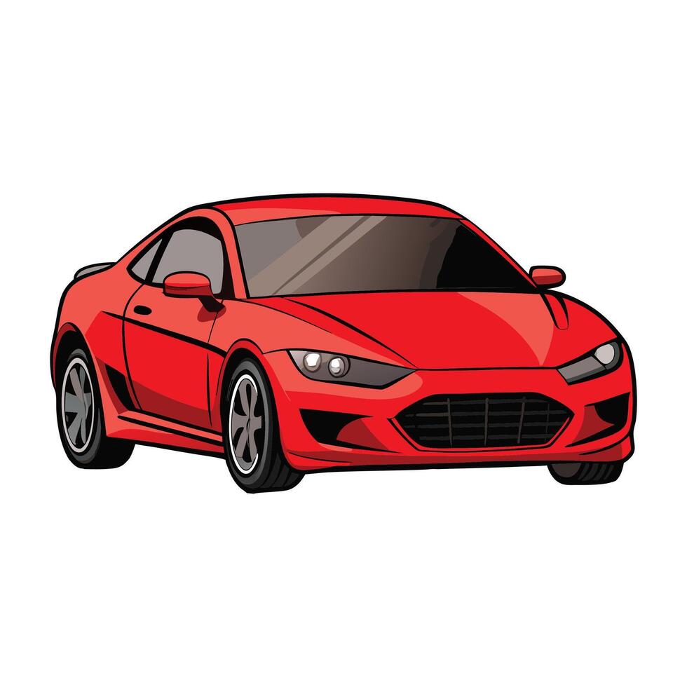 coupe car glossy red color illustration design on white background vector