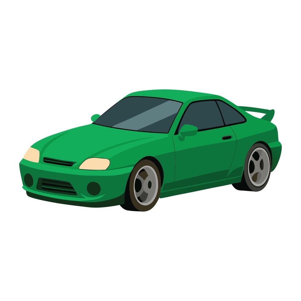 coupe car forest green color illustration design on white background vector