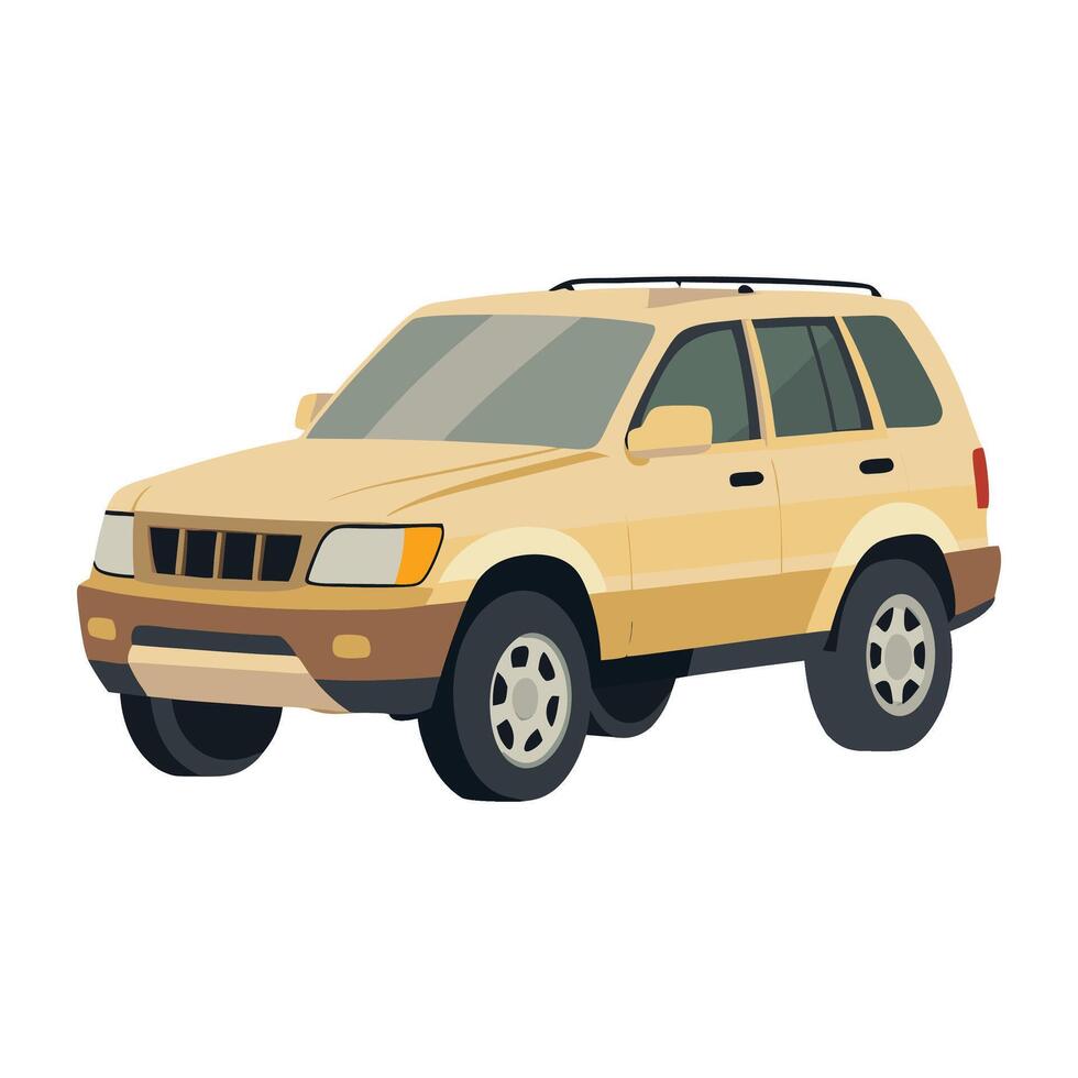 SUV car beige colored illustration design on white background vector