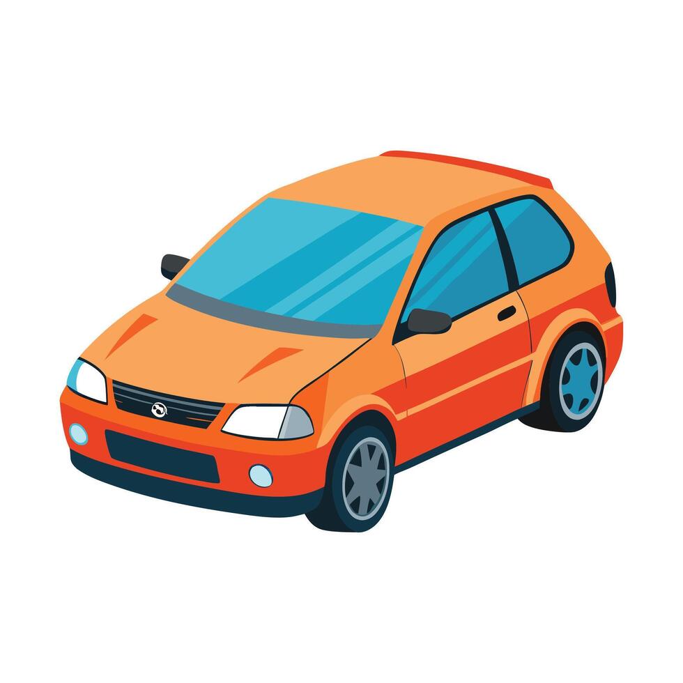 Hatchback car orange colored illustration design vector