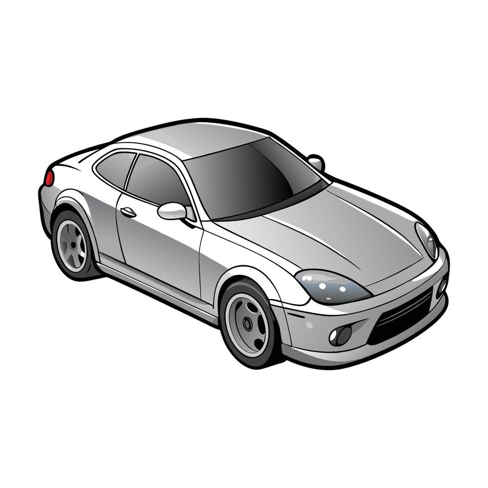 coupe car metallic silver color illustration design on white background vector
