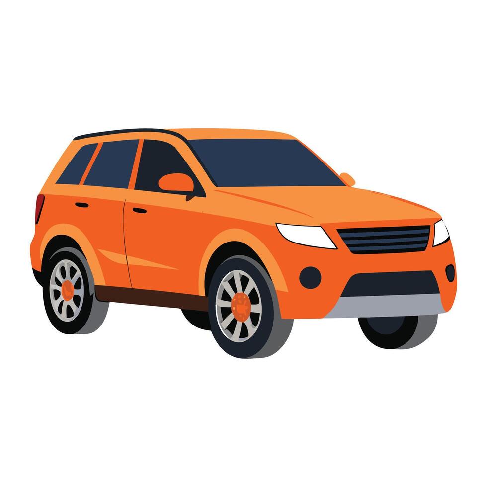 SUV car orange colored illustration design on white background vector
