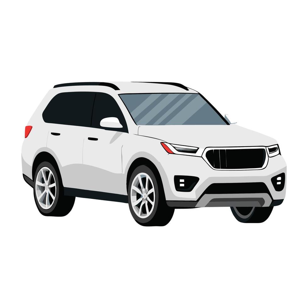 SUV car Pearl White colored illustration design on white background vector