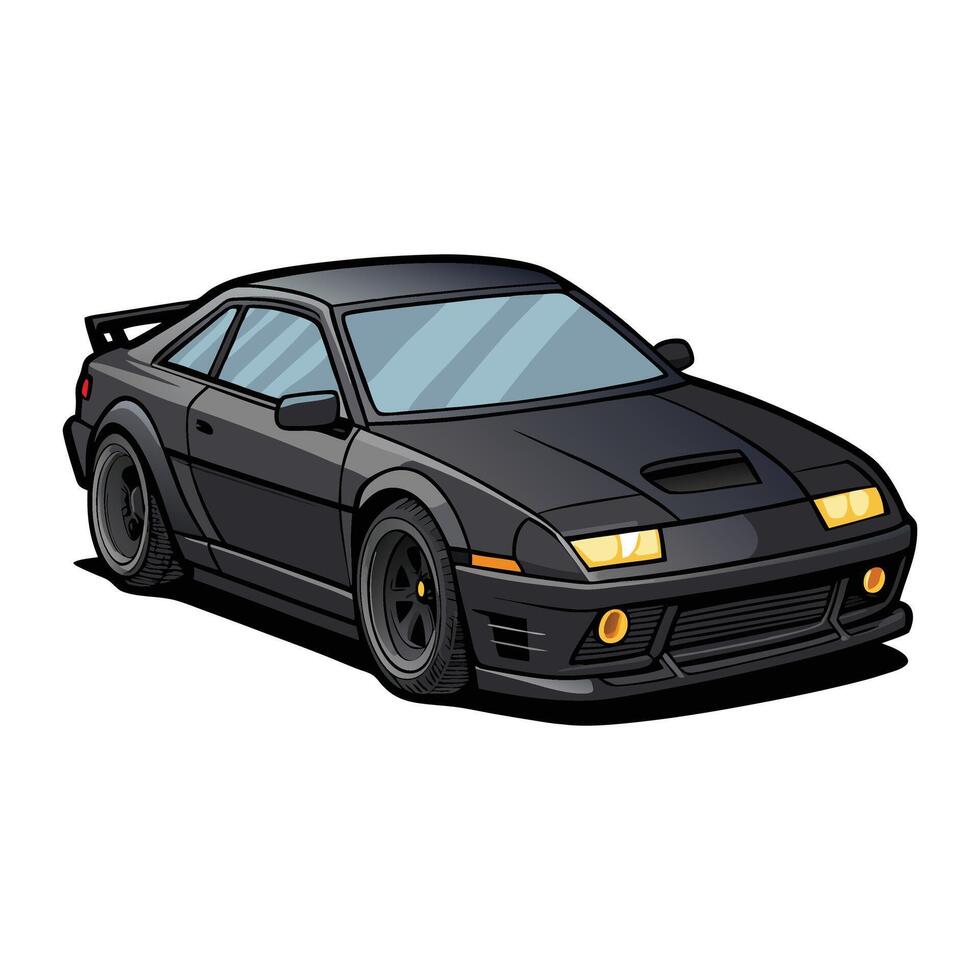 coupe car midnight black color illustration design on white background vector