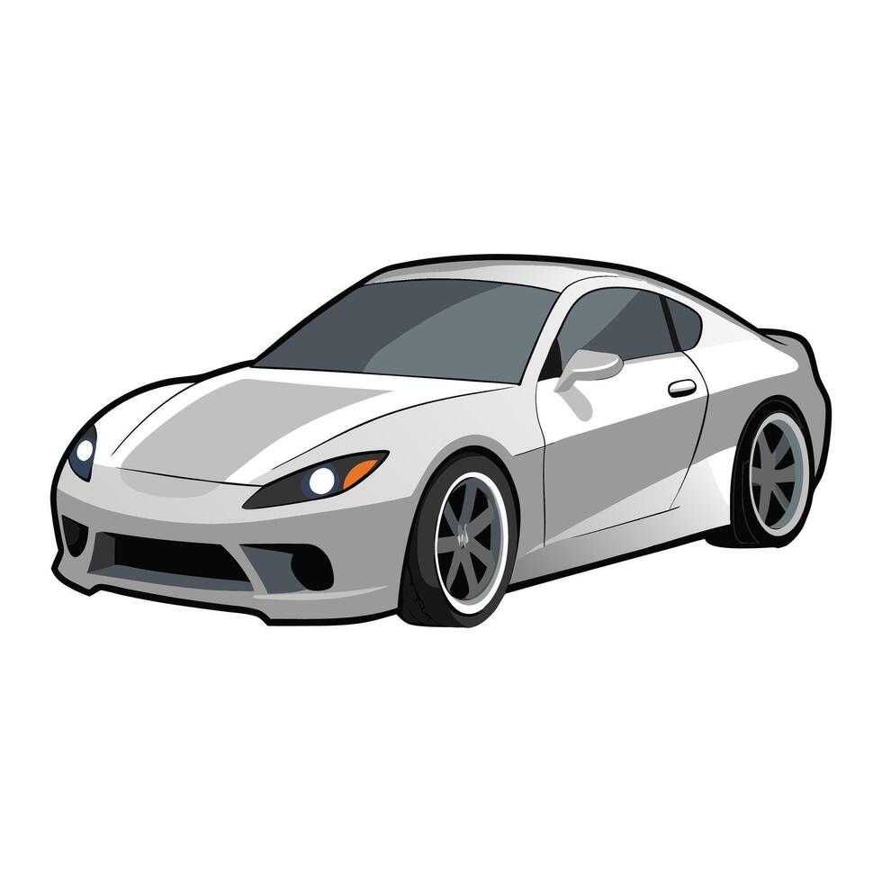 coupe car ice silver color illustration design on white background vector