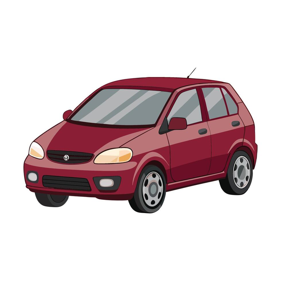 Hatchback car maroon colored illustration design vector