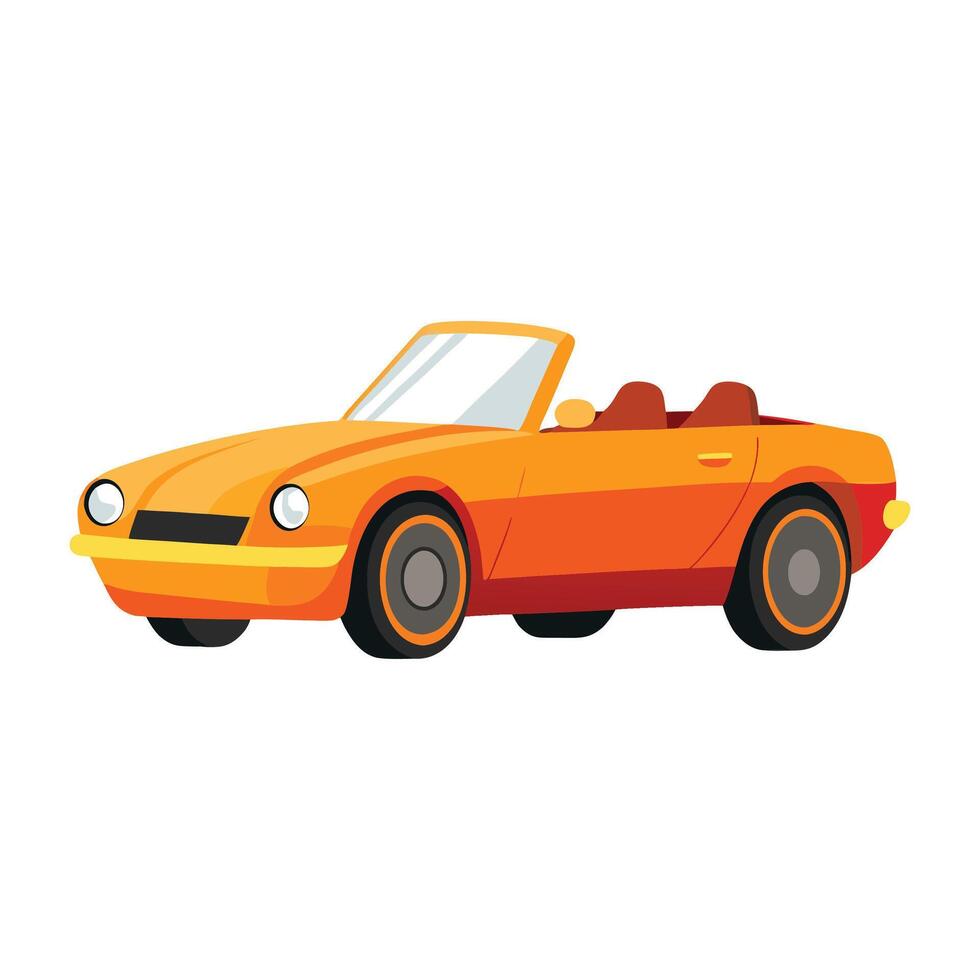 convertible car sunset orange color illustration design on white background vector