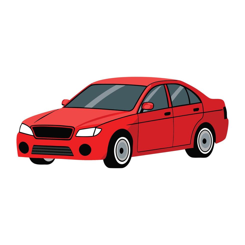 Sedan car red colored illustration design vector