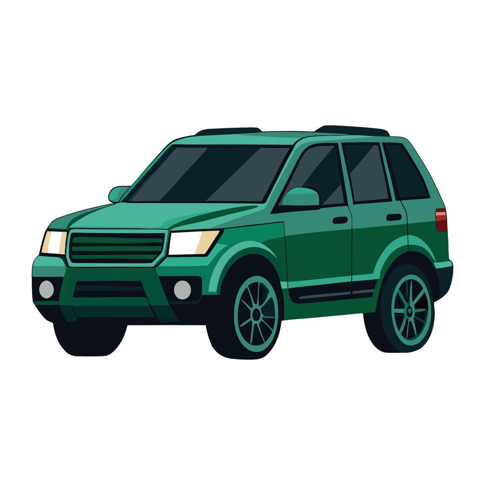 SUV car dark green colored illustration design on white background vector