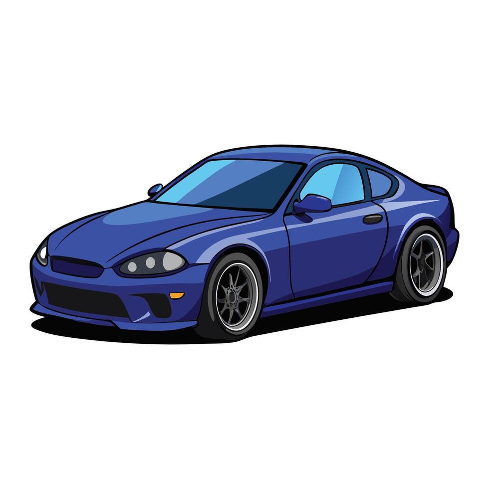 coupe car deep blue color illustration design on white background vector