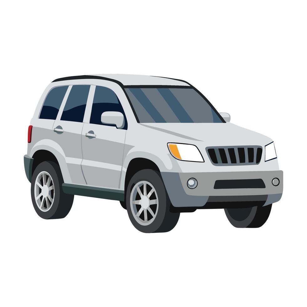 SUV car silver colored illustration design on white background vector