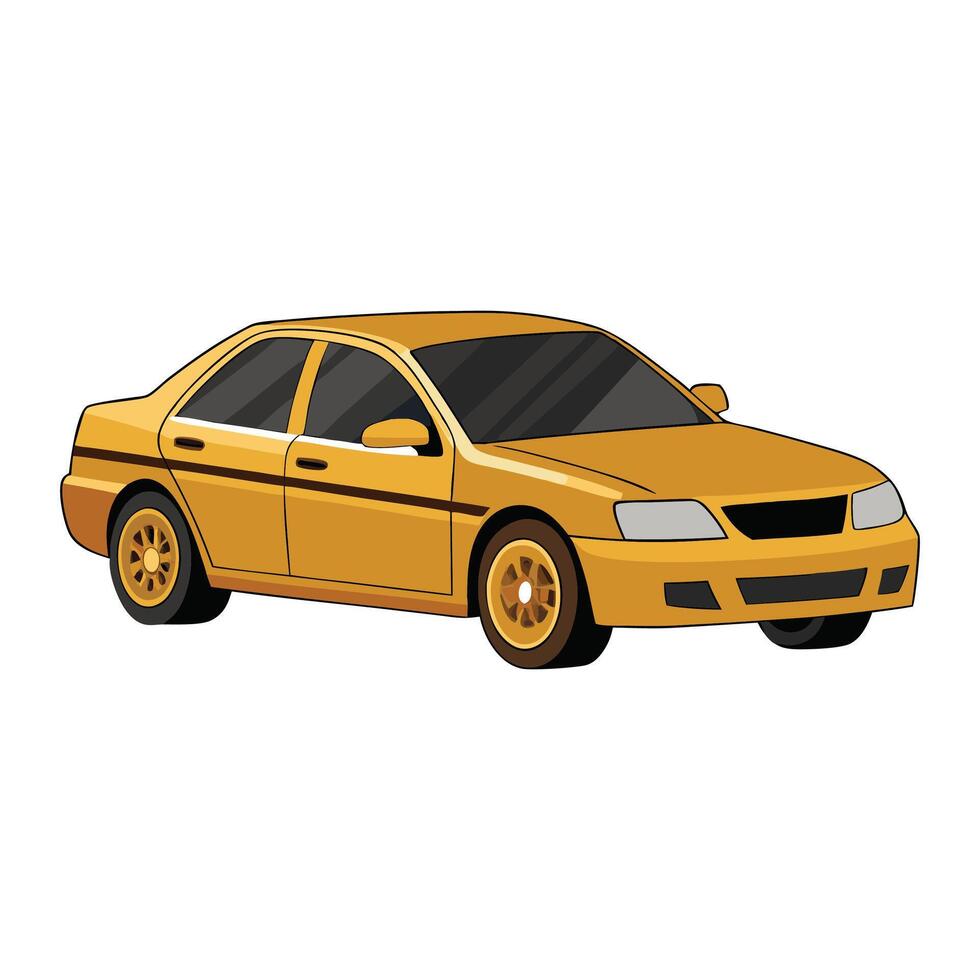 Sedan car gold colored illustration design vector