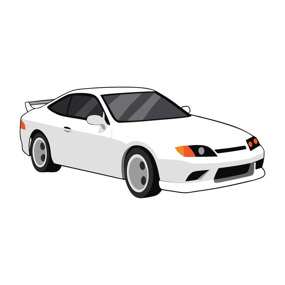 coupe car arctic white color illustration design on white background vector