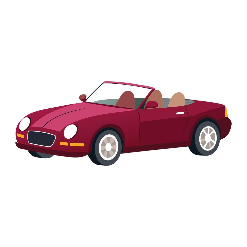 convertible car burgundy color illustration design on white background vector