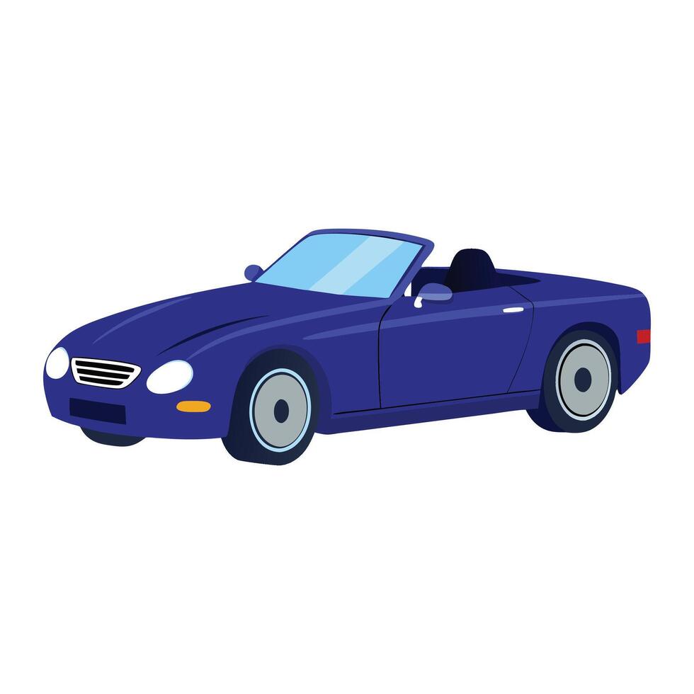convertible car deep blue color illustration design on white background vector