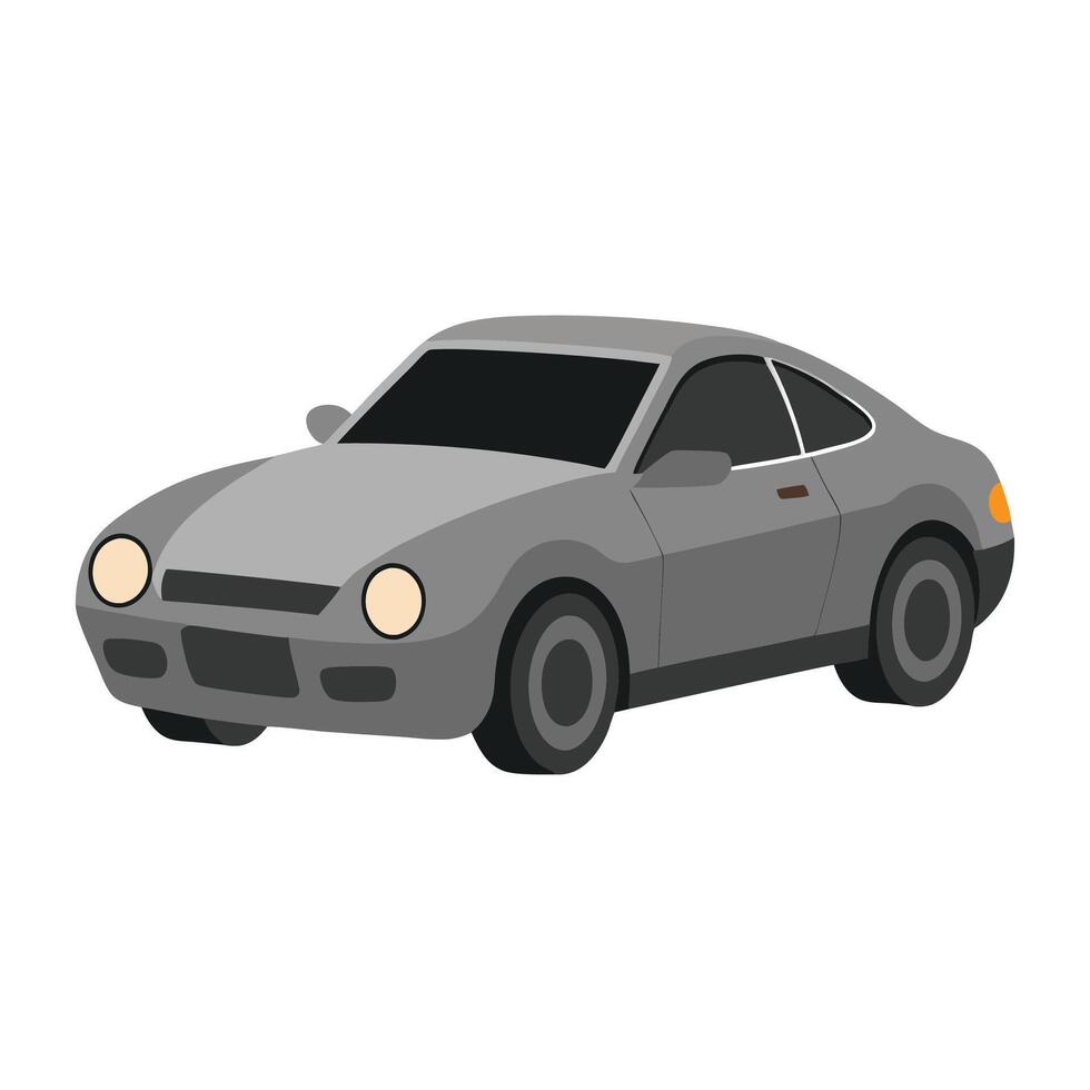 coupe car matte grey color illustration design on white background vector