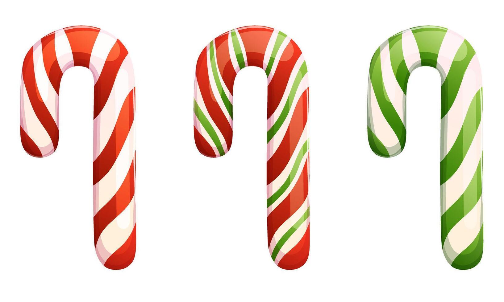 Christmas canes isolated on white set. Festive cartoon sweet candy collection. vector