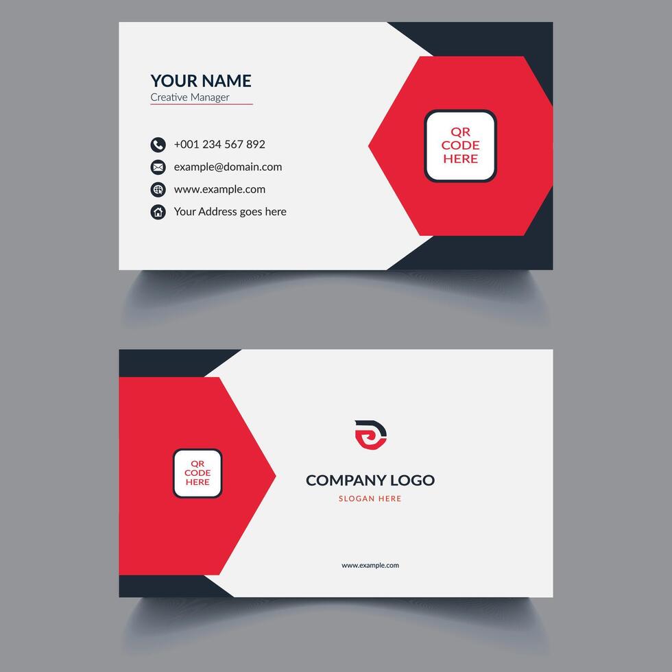 Corporate and clean Creative business card template. red and black business card design. Stationery design vector