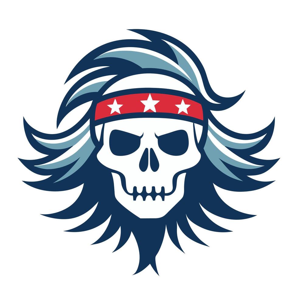 American indian skull with stars vector