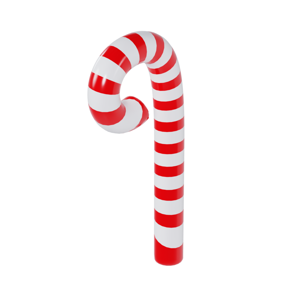 Candy Cane in White and Red - Medium High View at 45 Degrees png