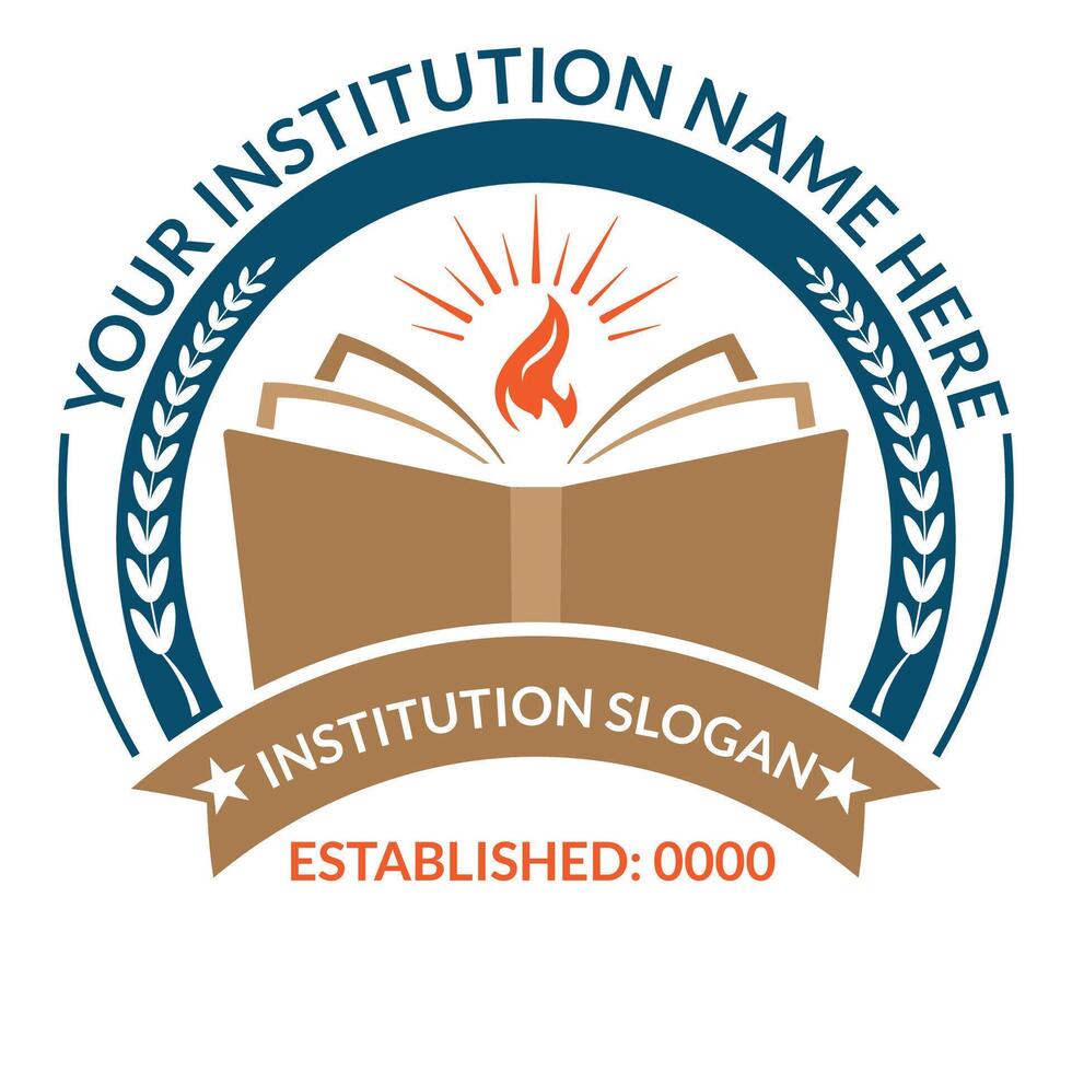 School logo design template with torch and book icon vector