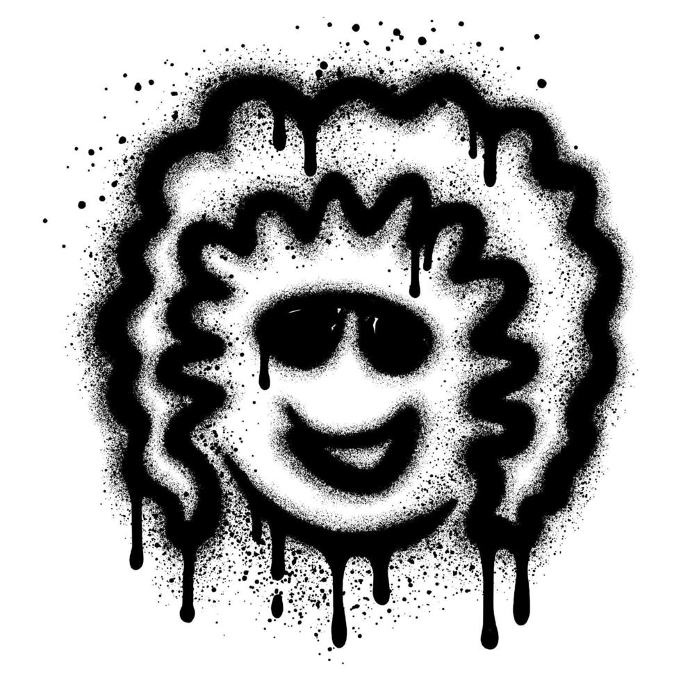 Graffiti spray painted smiling man face emoticon vector