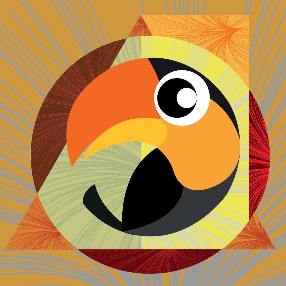 Geometric abstraction of stylized illustration of toucan bird head. vector