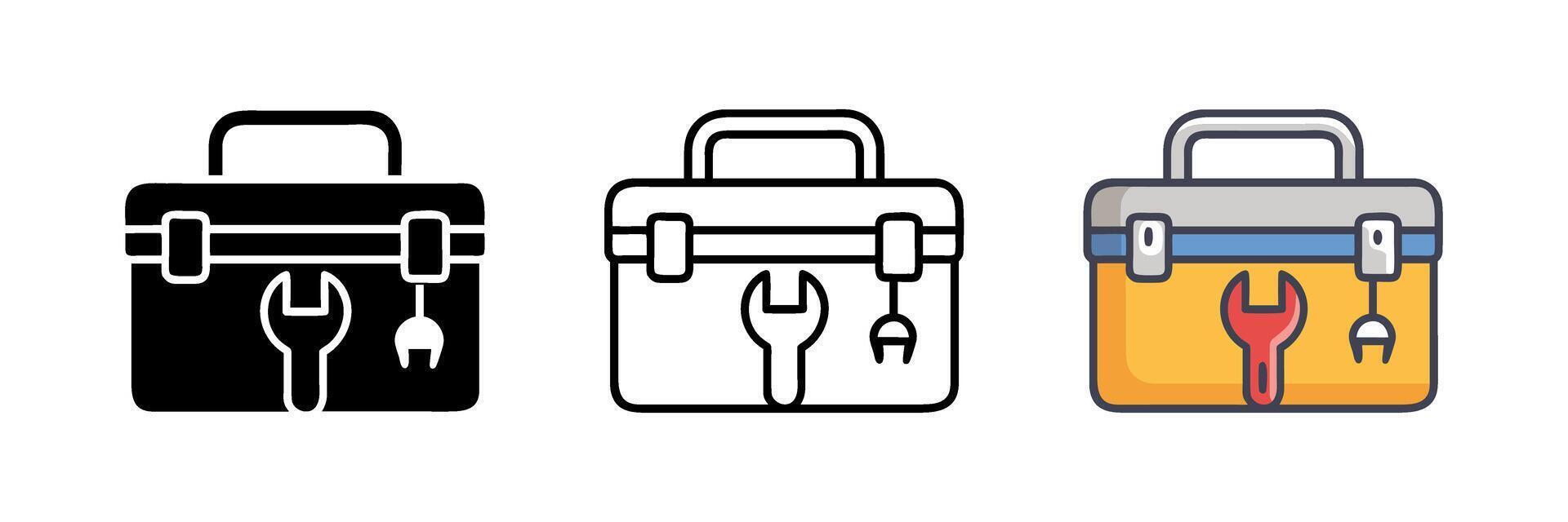 Set of Toolbox Tools Flat Black Icons vector