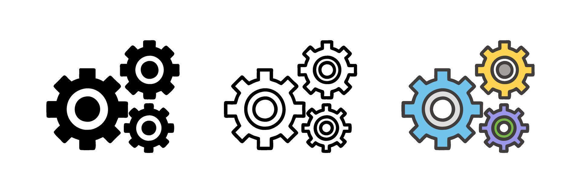 Metal gears and cogs . Gear icon flat design. Mechanism wheels logo. Cogwheel concept template. vector