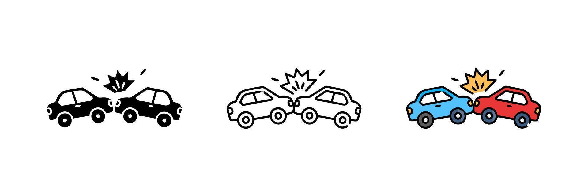 Set of crashed cars icon suitable for public sign traffic vector