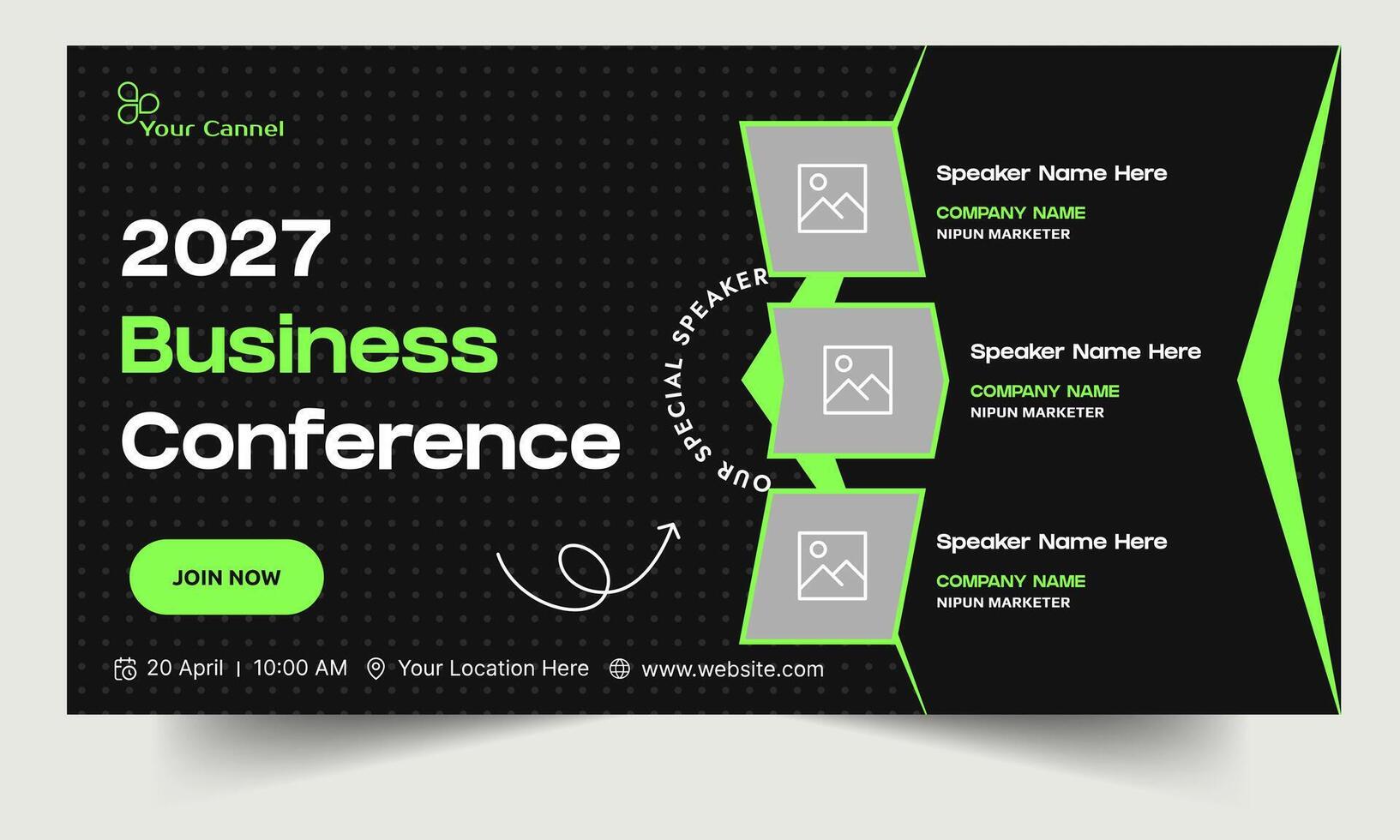 Business conference digital webinar banner template design, online meeting banner design, editable eps 10 file format vector