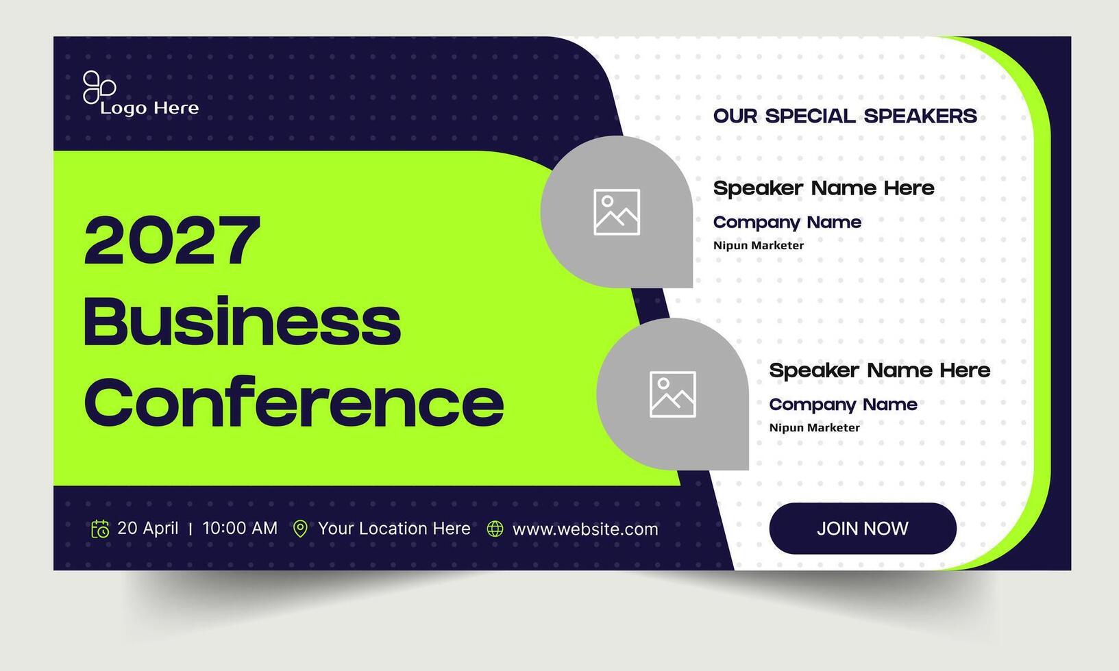 Illustration business webinar banner template design, webinar banner design, virtual business conference banner, fully customizable eps 10 file format vector