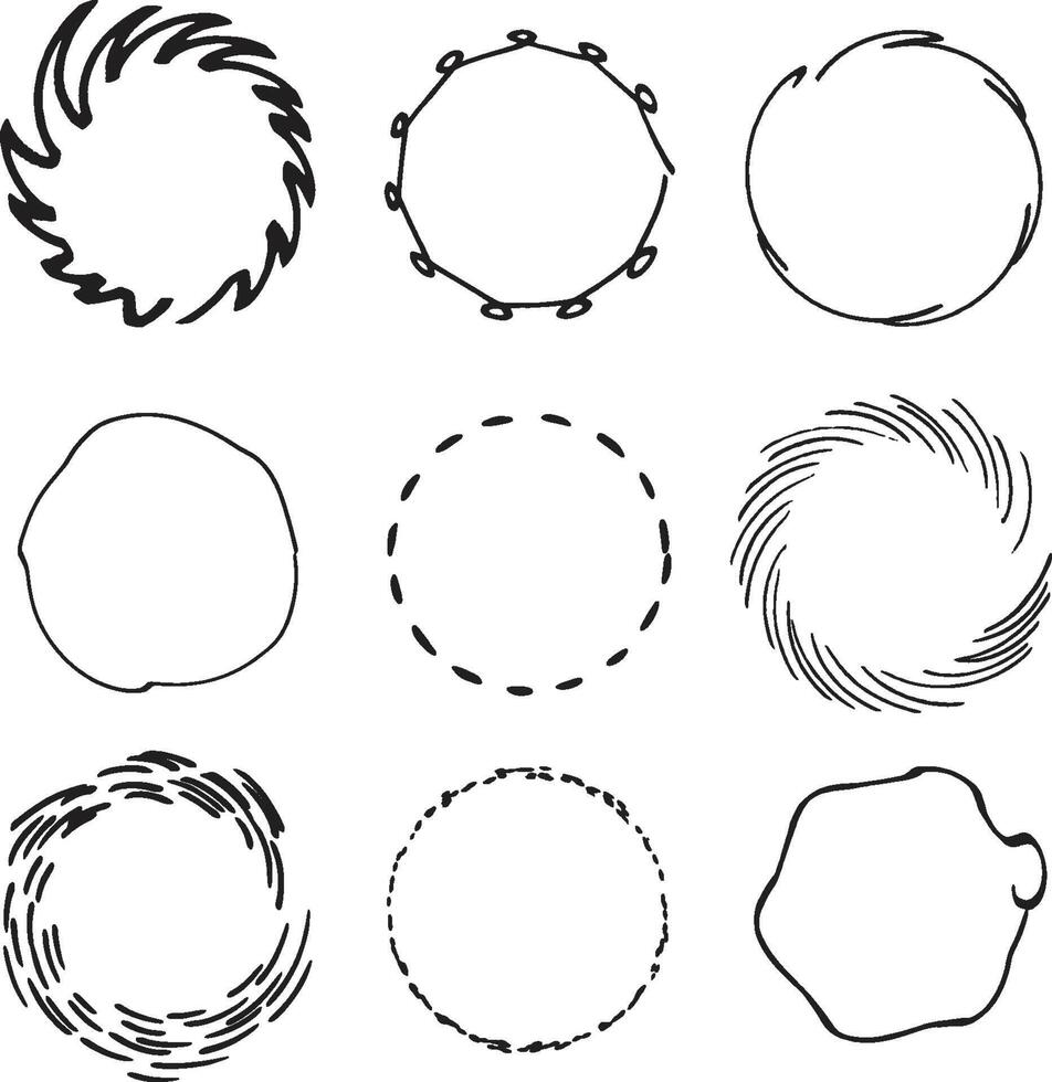Hand Drawn Circles Artistic Abstract and Sketchy Round Shapes for Creative Designs vector