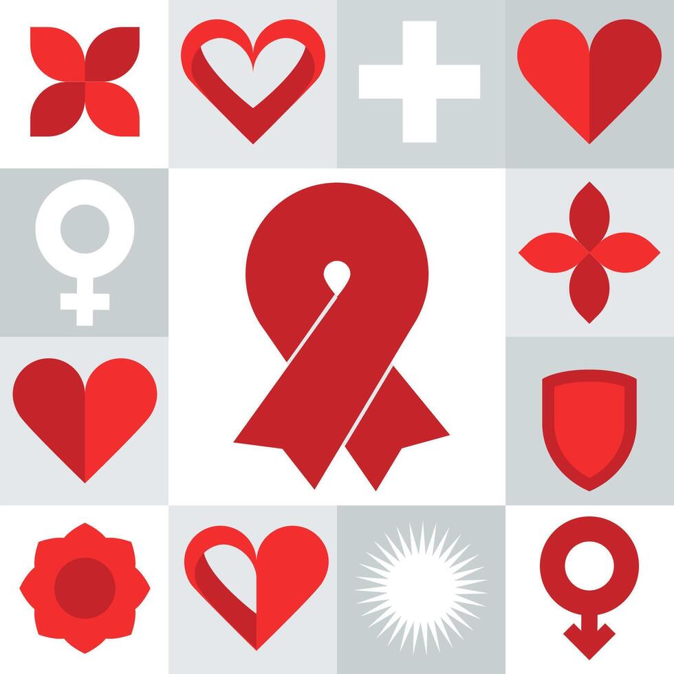 1st December World Aids Day background. Concept of healthcare. Stop HIV. Modern geometric seamless pattern. minimalist design of World Aids Day. vector