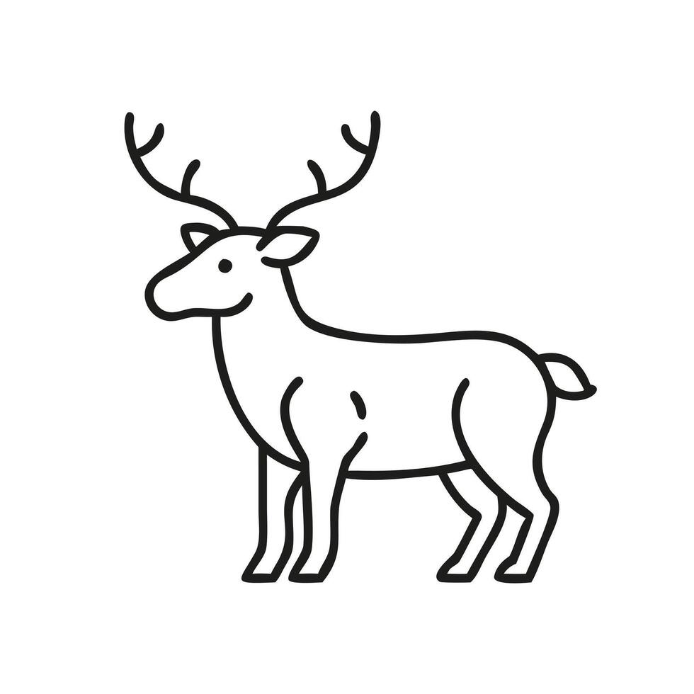 Simple black outline of a deer icon vector