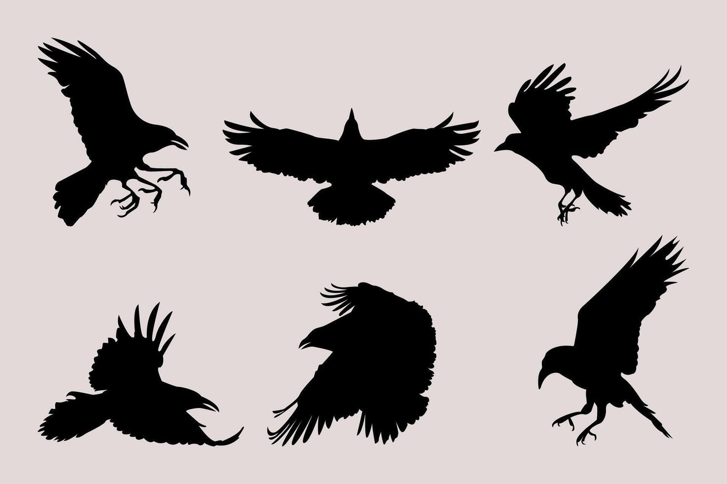 Silhouettes of Ravens in Flight vector