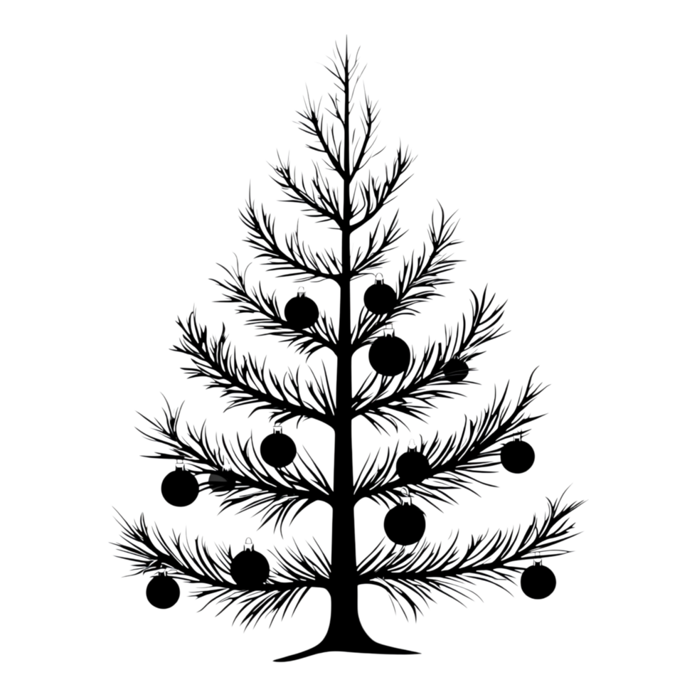 Elegant Line Art Christmas Tree Design png
