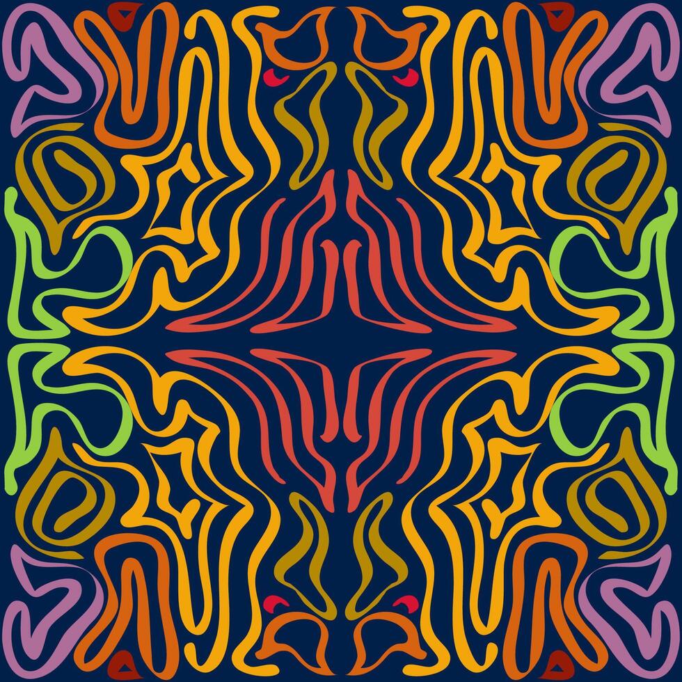 Seamless, pattern, , image showcases a complex and vibrant abstract tribal pattern. vector