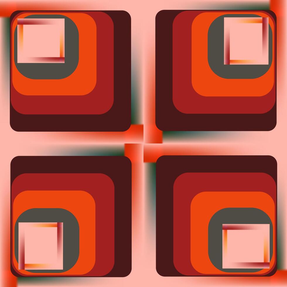 Abstract geometric shapes in vibrant red and orange tones arranged in a symmetrical pattern on a light background vector