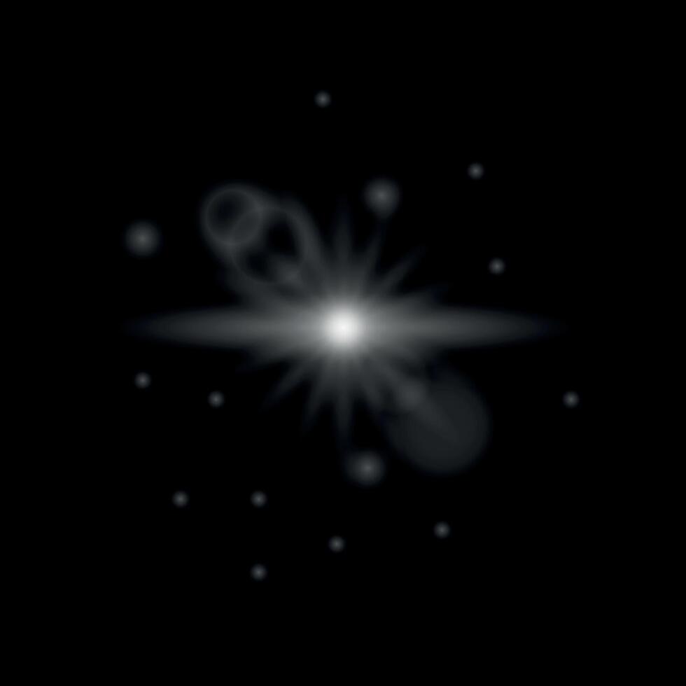 Light effect on black background, glare, beautiful diffused light vector