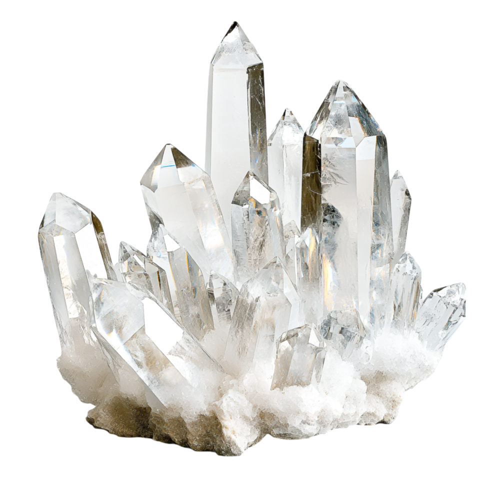 Sparkling Clear Quartz Crystal Cluster png