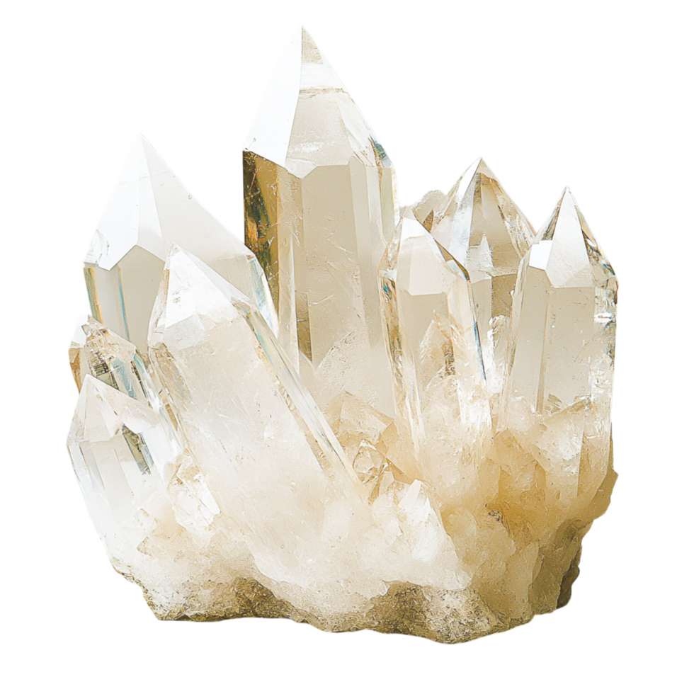 Shimmering Clear Quartz Crystal Cluster 51088655 PNG