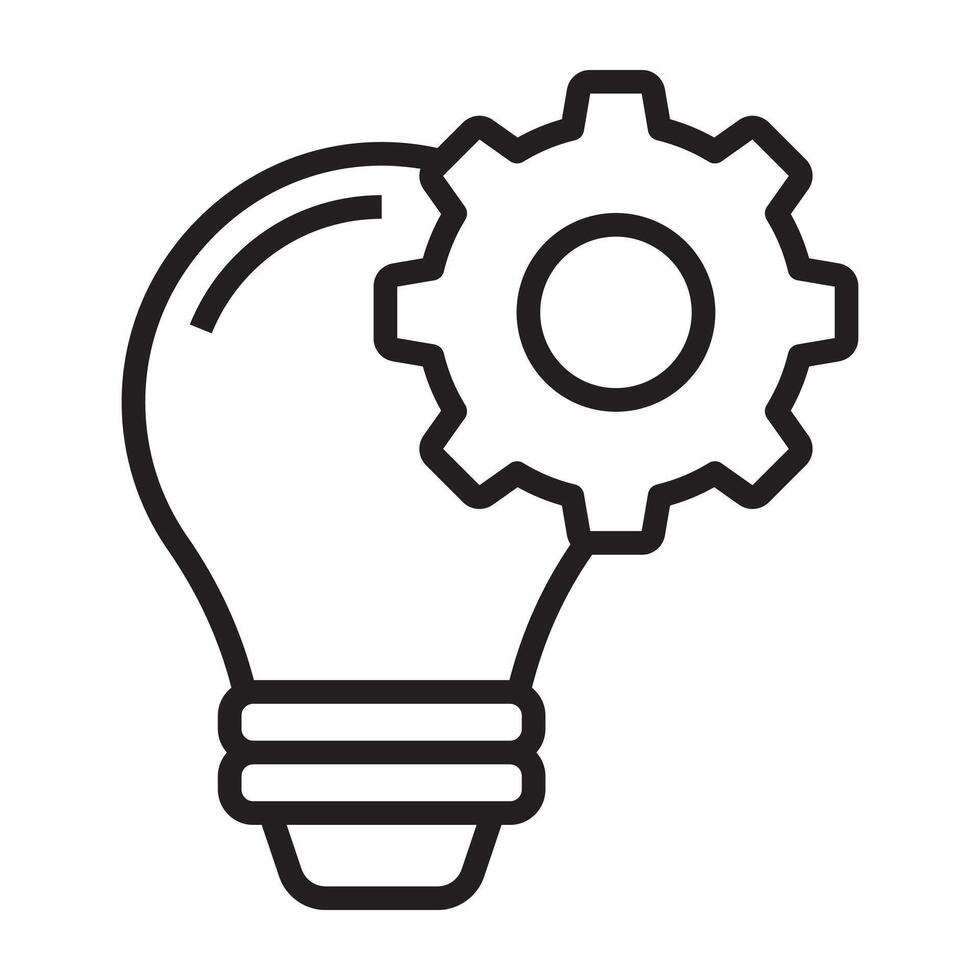 Light bulb with gear line icon. vector
