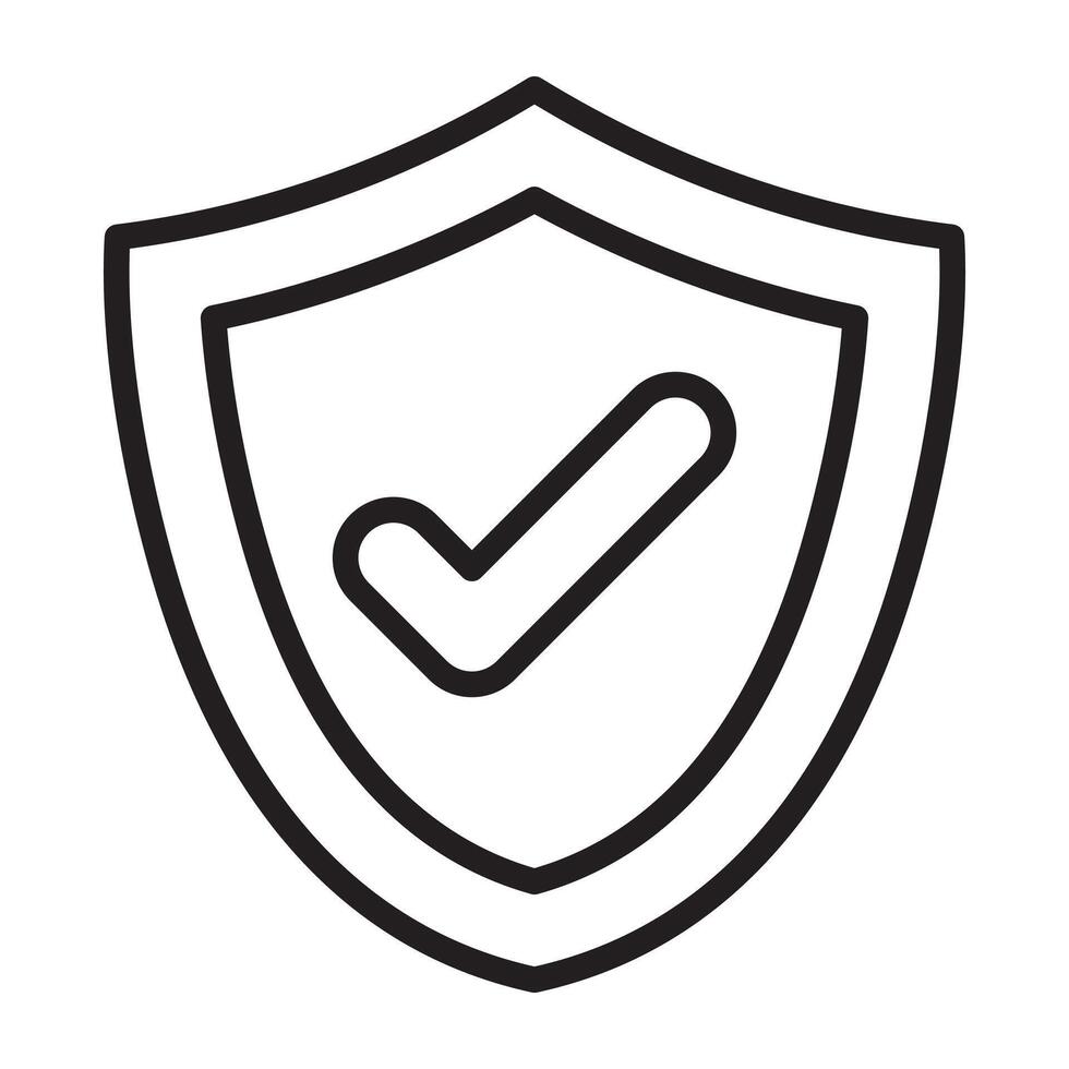 Protection shield with a check mark line icon. vector
