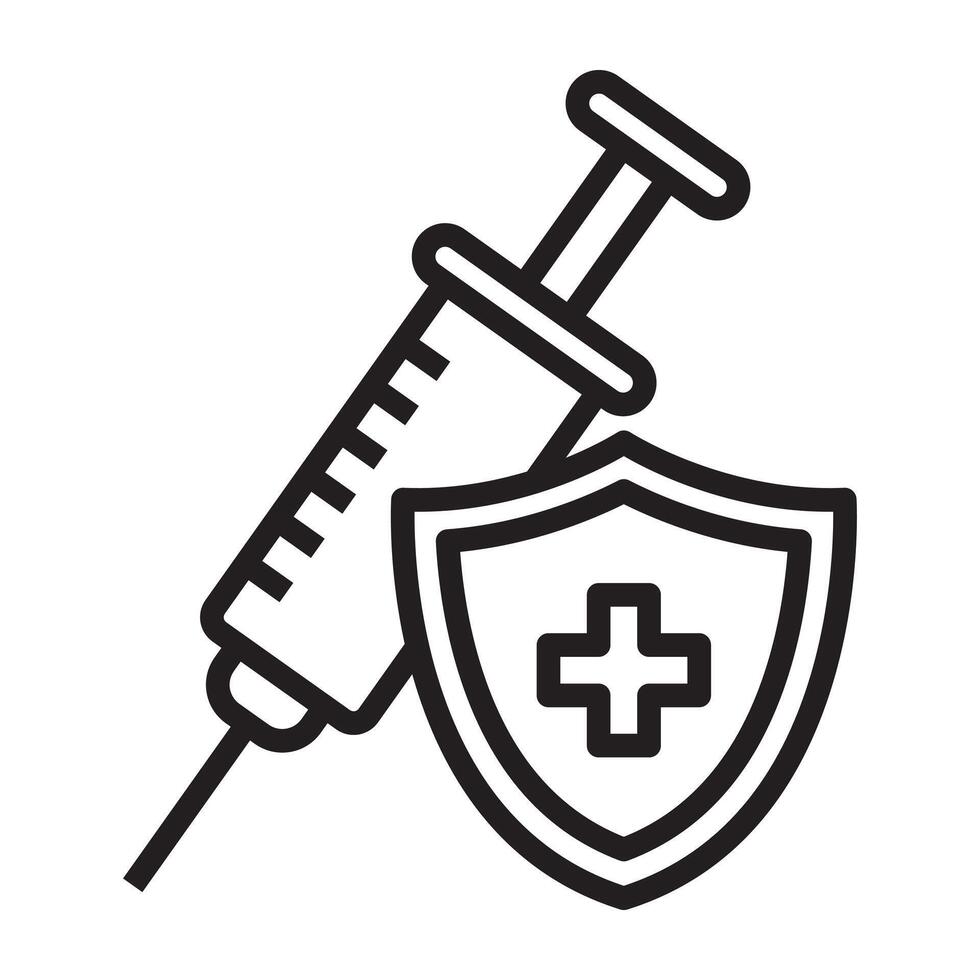 vaccine protection line icon. vector
