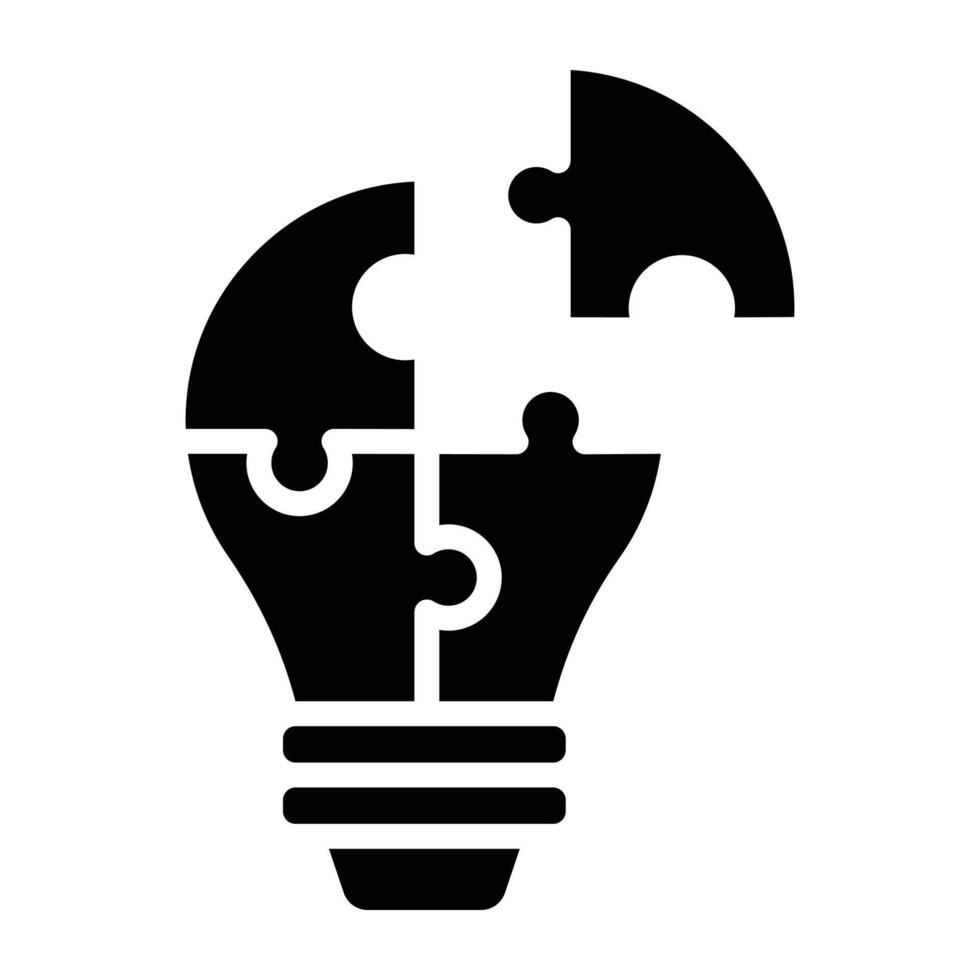 Light bulb puzzle piece icon. vector