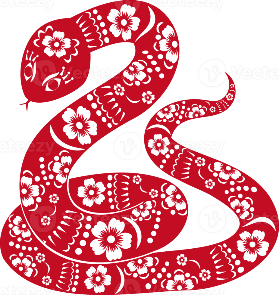 Red paper cut snake pattern, suitable for the Year of the Snake png