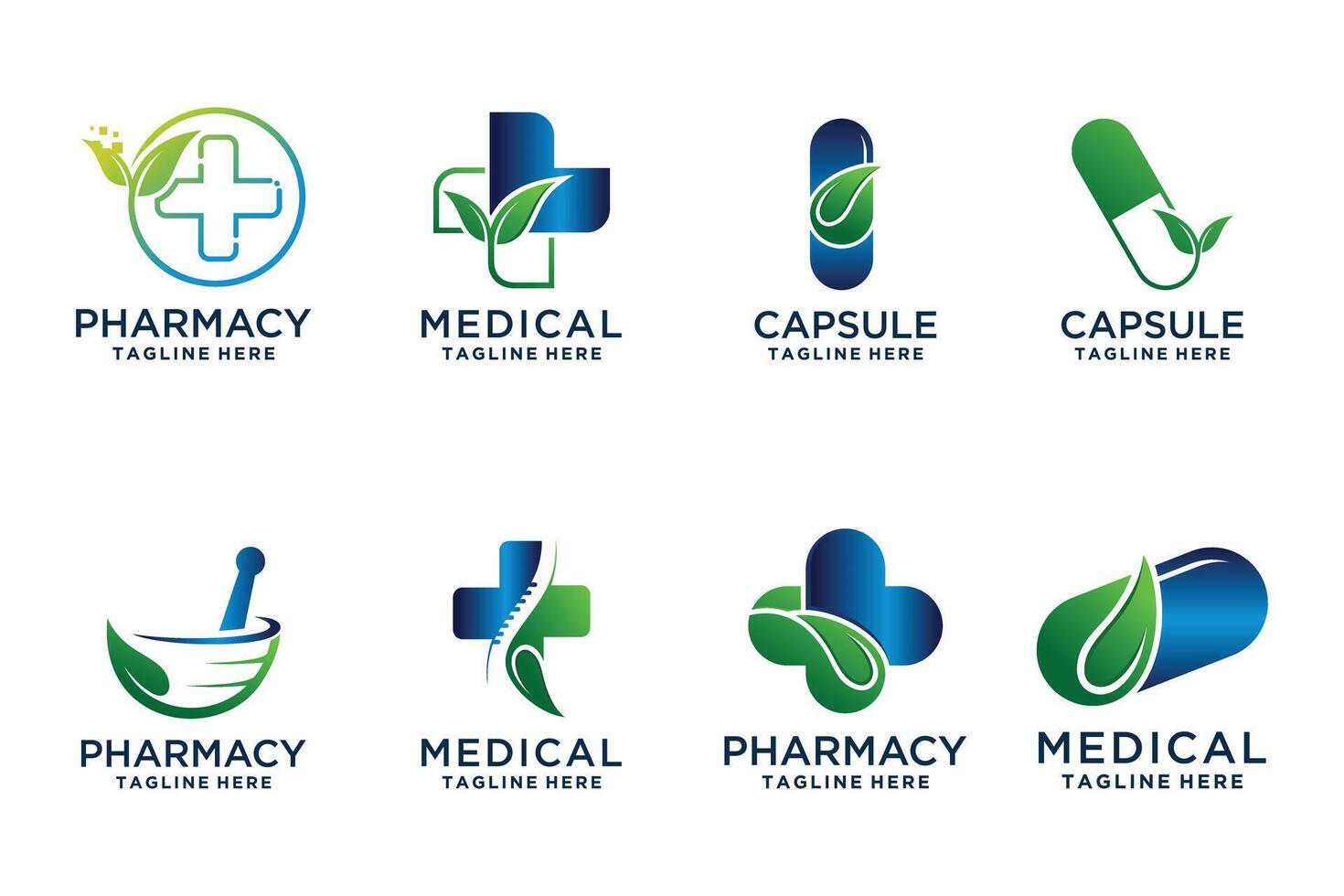 Set Medical health logo design templates unique concept with creative Premium vector